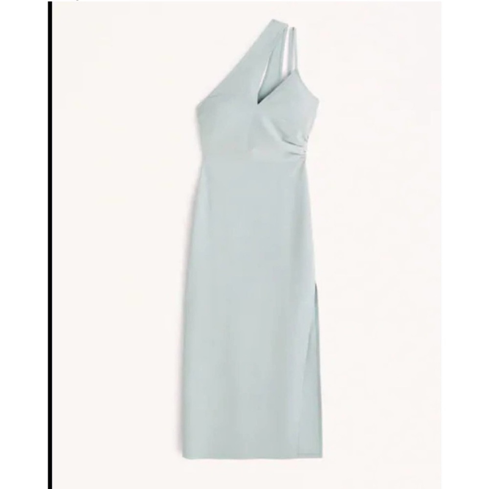 Abercrombie & Fitch • Asymmetrical Ruched Maxi Dress Light Blue-Green (L P) NWT
